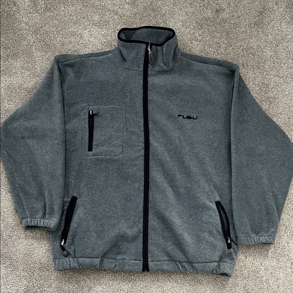 FUBU Men's Charcoal Full-Zip Fleece Jacket